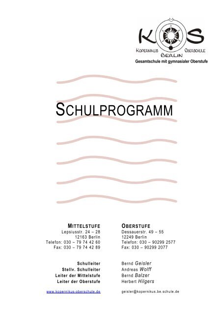 SCHULPROGRAMM - Kopernikus-Oberschule Berlin-Steglitz