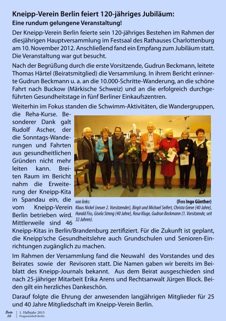 Programmheft - Kneipp-Verein Berlin eV