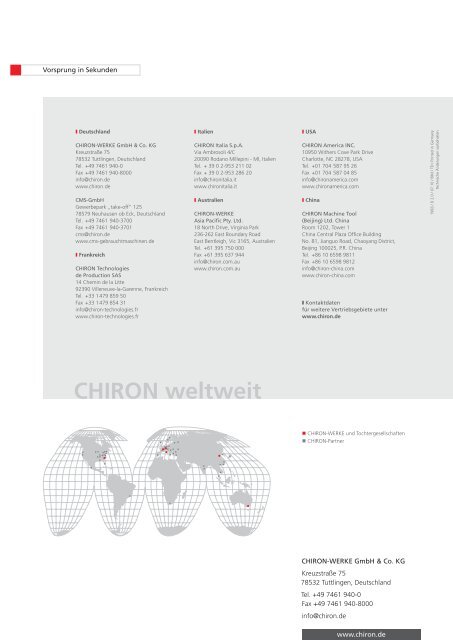 CHIRON Baureihe 18 - CHIRON Werke GmbH & Co. KG