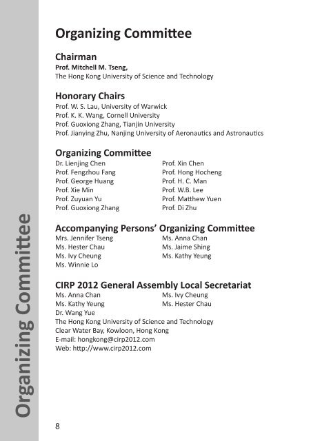 Program - 62nd CIRP General Assembly Hong Kong, China. 2012