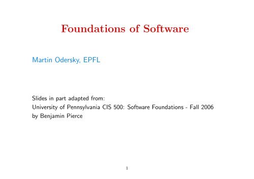 Foundations of Software - LAMP - EPFL