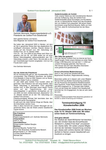 Jahresbrief 2005 (pdf) - Gottlob-Frick-Gesellschaft