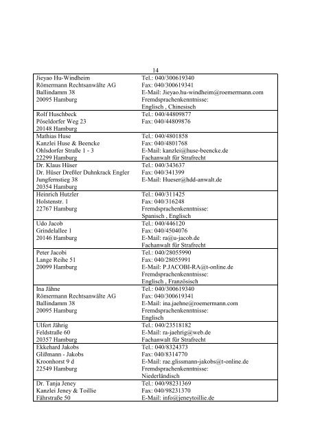 Pflichtverteidigerliste (Stand: 23.01.2013) - Hanseatische ...