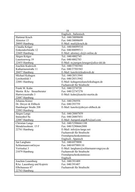 Pflichtverteidigerliste (Stand: 23.01.2013) - Hanseatische ...