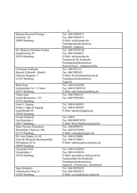 Pflichtverteidigerliste (Stand: 23.01.2013) - Hanseatische ...