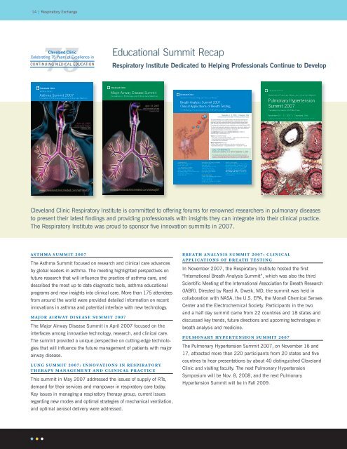 Respiratory Exchange 2008 - Cleveland Clinic