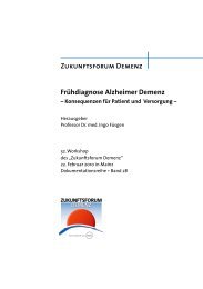 Zukunftsforum Demenz Frühdiagnose Alzheimer Demenz