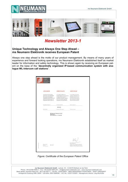 Current Newsletter dtd. 14.01.2013 - Neumann Elektronik