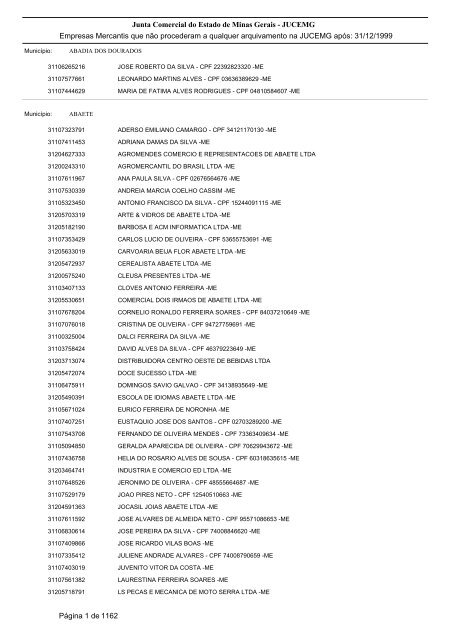 Junta Comercial do Estado de Minas Gerais - JUCEMG Empresas ...