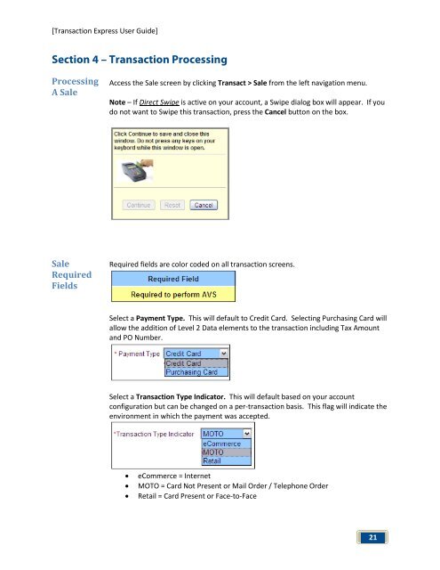 Transaction Express User Guide - Merchant Service Group