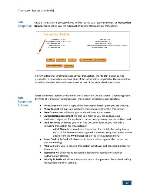 Transaction Express User Guide - Merchant Service Group