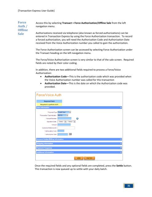 Transaction Express User Guide - Merchant Service Group