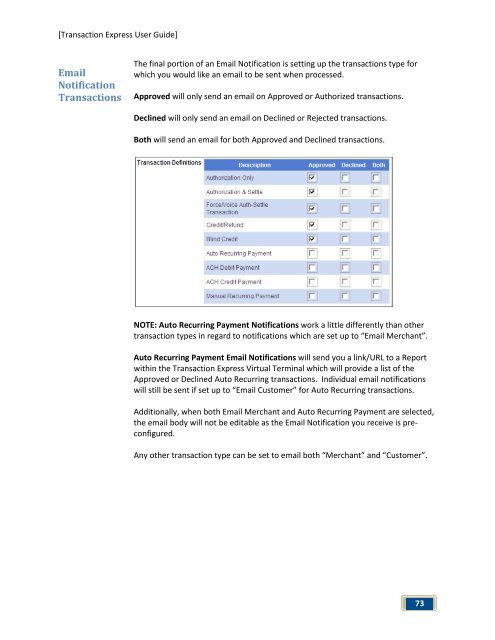 Transaction Express User Guide - Merchant Service Group