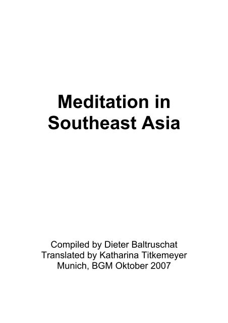 Meditation in Asia - Retreat Infos