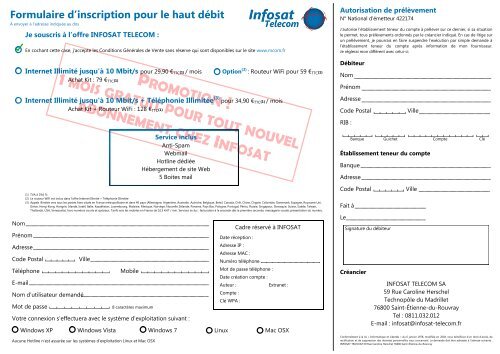 INFOSAT TELECOM 59 Rue Caroline Herschel 76800 Saint - Mcom