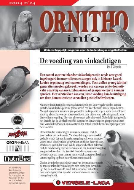 ORNITHO INFO 24 ned.indd - Versele-Laga