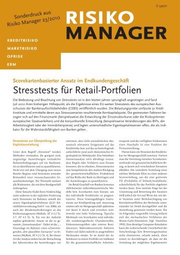 Stresstests für Retail-Portfolien - Arvato Infoscore GmbH