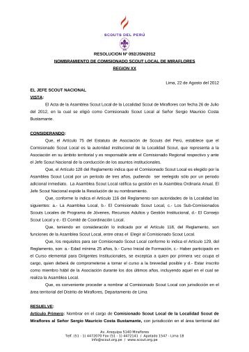 Res 092 - 12 NOMBRAMIENTO DE ... - Scouts del Perú