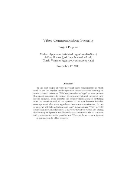 Project Proposal – Viber Security