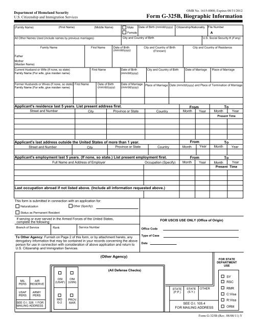 Form G-325B, Biographic Information - USCIS