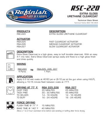 RSC-220 Tech Sheet - Matrix System Automotive Finishes