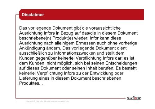 Disclaimer Das vorliegende Dokument gibt die ... - Infor