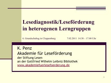 Lesediagnostik/Leseförderung in heterogenen Lerngruppen