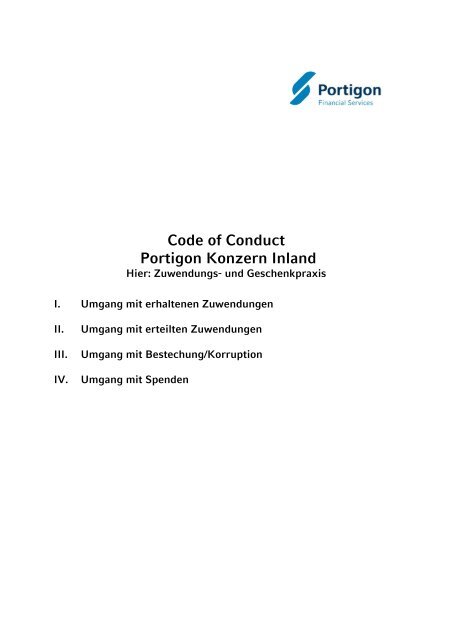 Code of Conduct Portigon Konzern Inland