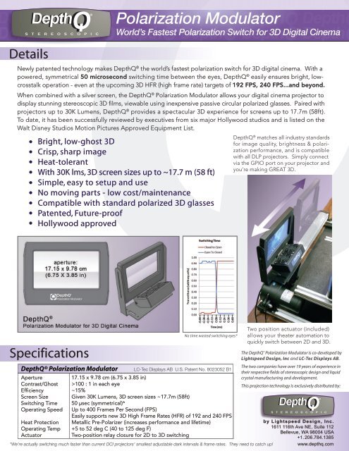 DepthQ Polarization Modulator 2011 for 3D Digital ... - kinograph.de