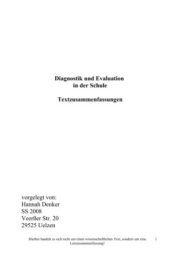 Diagnostik und Evaluation - hannahdenker.de