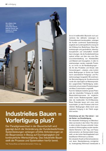 Industrielles Bauen = Vorfertigung plus? - Plattform Zukunft Bau