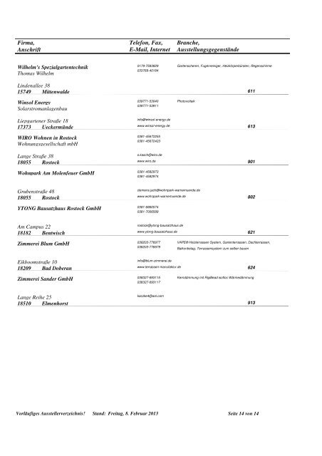 ausstellerverzeichnis 2013 - Neue Messe GmbH