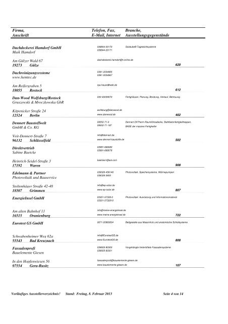 ausstellerverzeichnis 2013 - Neue Messe GmbH