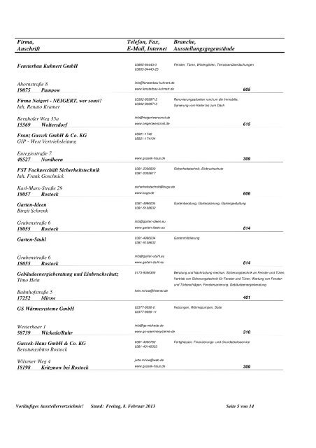 ausstellerverzeichnis 2013 - Neue Messe GmbH