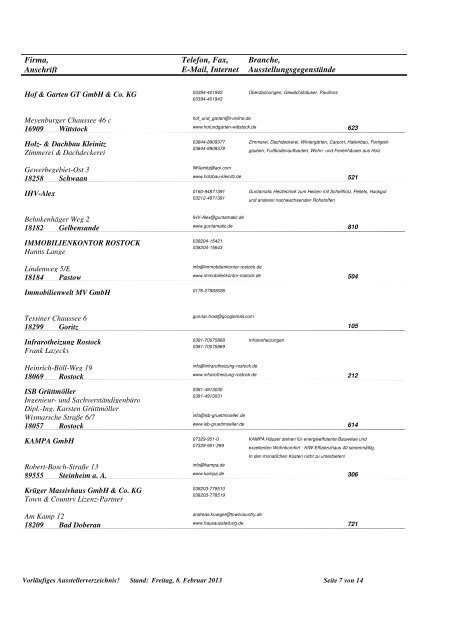 ausstellerverzeichnis 2013 - Neue Messe GmbH