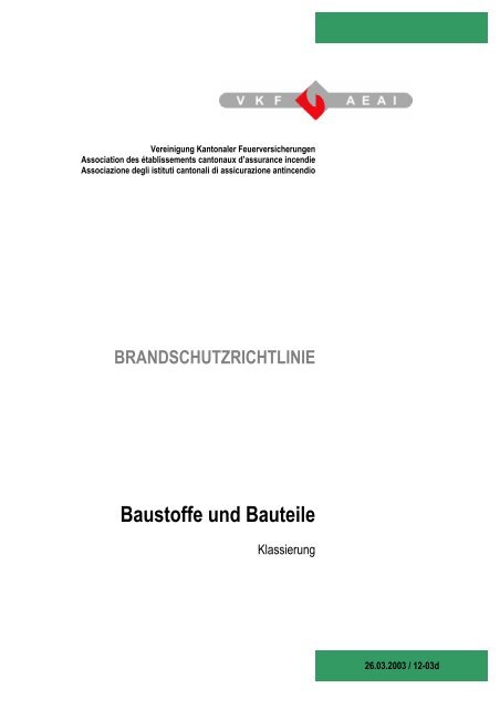 BRANDSCHUTZRICHTLINIE Baustoffe und Bauteile - DILECA