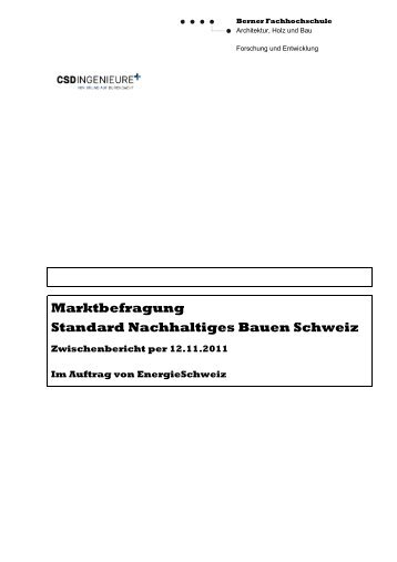 Marktbefragung Standard Nachhaltiges Bauen Schweiz - CSD