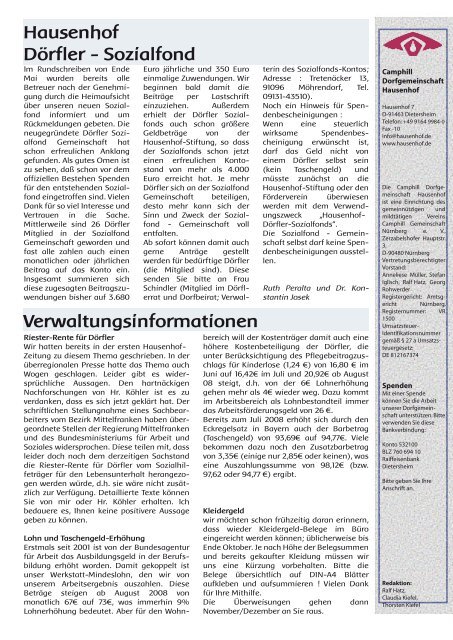 Hausenhof Zeitung - Dorfgemeinschaft Hausenhof