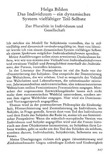 Das Individuum – ein dynamisches System vielfältiger Teil-Selbste