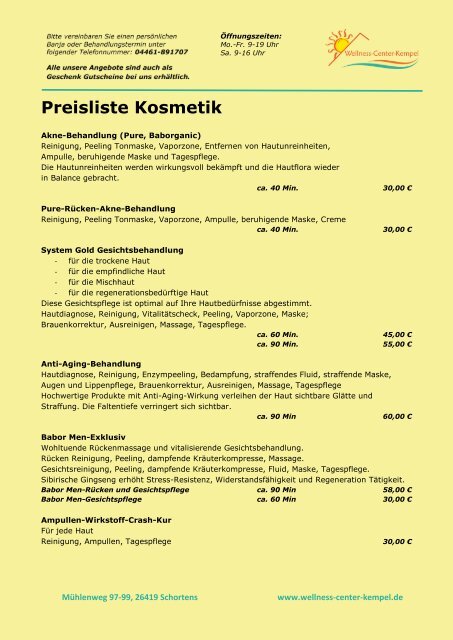 babor preisliste