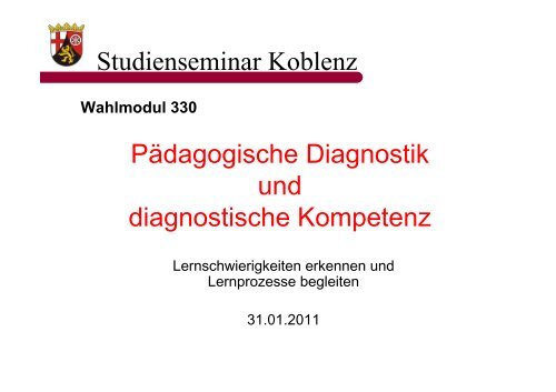 Studienseminar Koblenz Pädagogische Diagnostik und ...