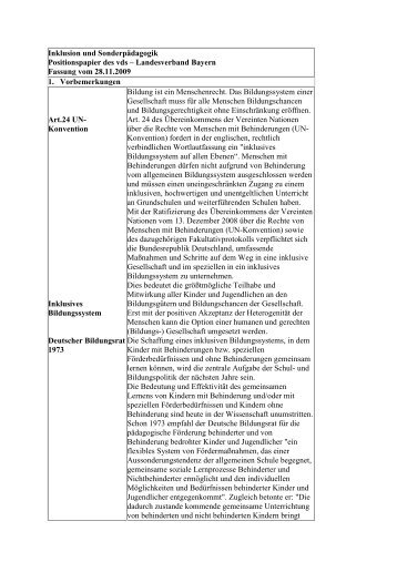 Positionspapier Inklusion und Sonderpädagogik - vds Verband ...