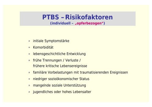 Posttraumatische Belastungsstörung - Psychosomatik ...
