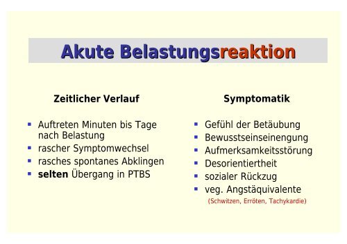 Posttraumatische Belastungsstörung - Psychosomatik ...