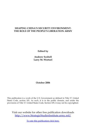 Shaping China's Security Environment - Strategic Studies Institute ...