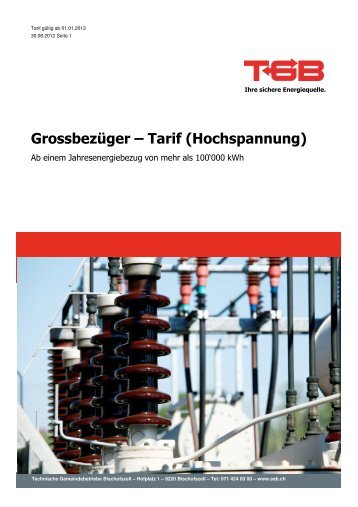 Tarif (Hochspannung) - Technische Gemeindebetriebe Bischofszell