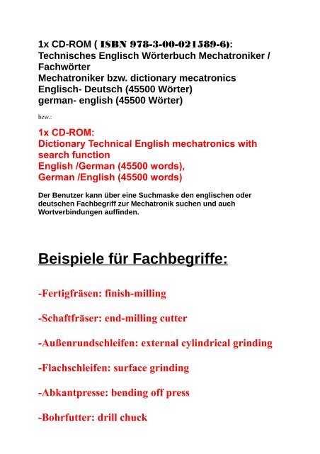 Mechatronik Fachwoerter umschreiben (Begriffslexikon Woerterglossar Computer Elektronik)