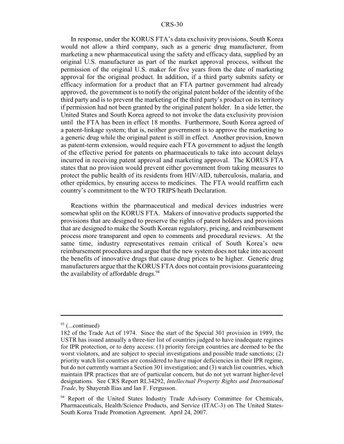 The Proposed U.S.-South Korea Free Trade Agreement (KORUS ...