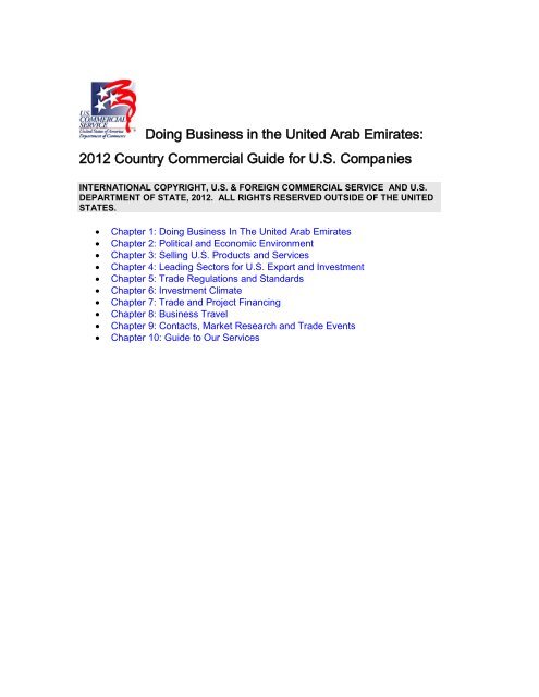 UAE Country Commercial Guide 2012 - Export.gov