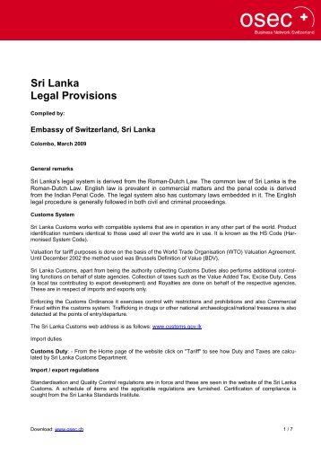 Sri Lanka Legal Provisions - Smixx.de